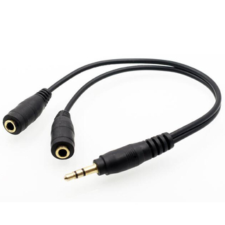 Hot 1pcs svart 3,5 mm 1 i 2 par audio linje ørepropper hodetelefon hodetelefon hodetelefon splitter for pad phone android mobil mp3 mp4