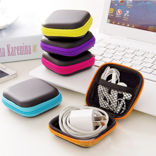 Hot mini glidelås vanskelig hodetelefon sak pu skinn øretelefon tilfelle oppbevaringspose beskyttende usb-kabel organizer portable par øreplugger i esken