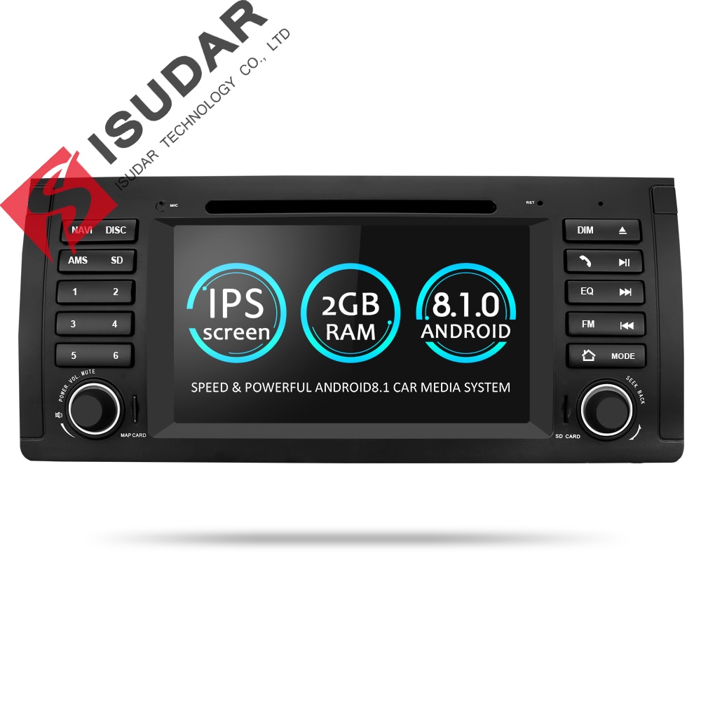 Isudar auton multimedia soitin android 8.1 gps-yksi din-kokoinen dvd-soitin bmw e39 5-sarja m5 2gb ram 16gb rom wifi radio peili-linkkiä