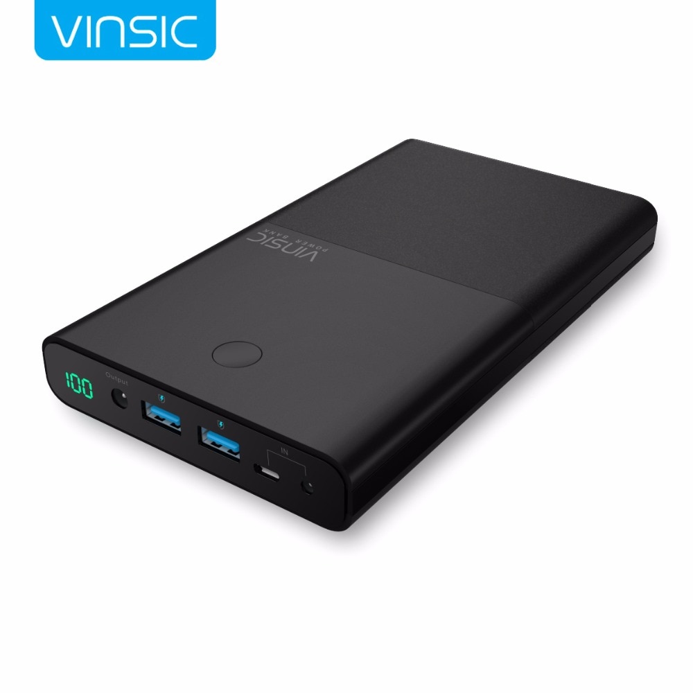 Vinsic kriger p5 30000mah 4.5 a/19v notebook power bank dual-porter eksterne batteri, lader for bærbare datamaskiner,tabletter og iphone samsung