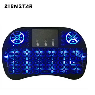 Zienstar mini wireless keyboard 3 färg led-bakgrundsbelyst 2,4 ghz-air fly mouse fjärrkontrollen pekplatta för android-tvbox tablet pc