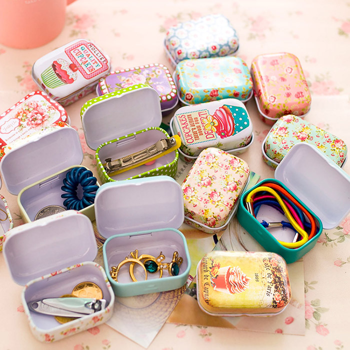 Køb Farverige mini-tin boks forseglet krukke flyttekasser smykker, slik box lille opbevaringskasser øreringe, hovedtelefoner gaveæske produkter bedste pris.
