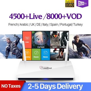 Leadcool ip-tv-box smarta 4k android subtv kod 1 år 4500 iptv europa danmark norge turkiska arabiska franska italia iptv box